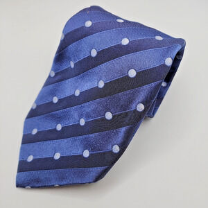 Bobby Jones Blue Striped Silk Necktie w/Polka Dots - USA - Like New